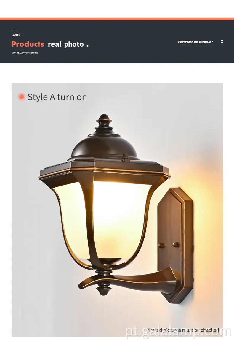 Pátio personalizado europeu IP65 Decoração de jardim à prova d'água 16W LED de luz de parede externa ao ar livre